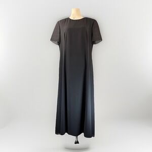 Vintage Talbots Black‎ Dress Chiffon Size 18 Long LBD Timeless Classic Sheer